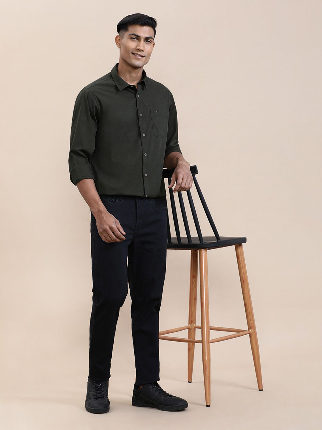 Crocodile Men Stretch Plain Full Sleeve Shirt