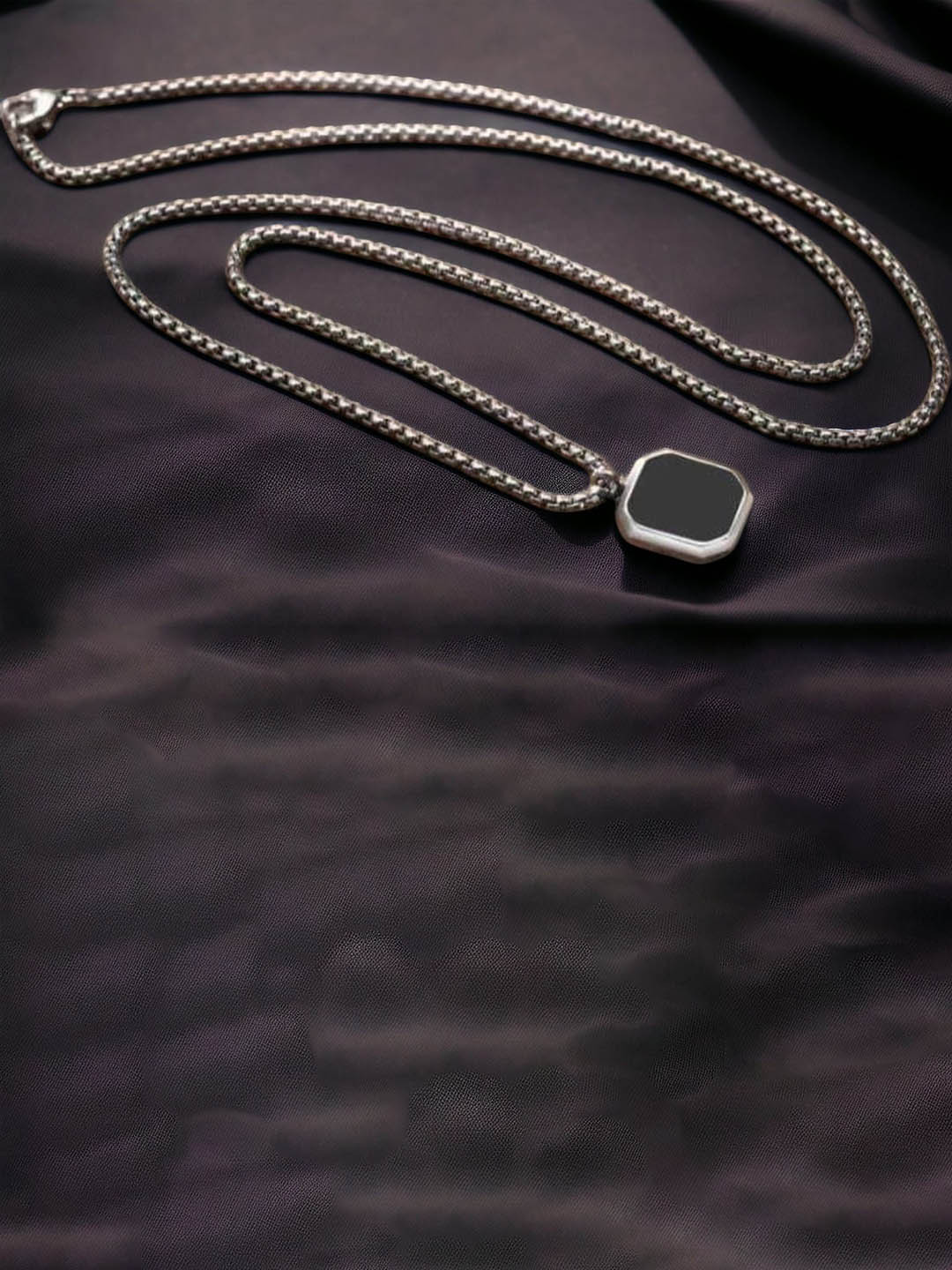 Omaya Jewels Mens Silver-Tone Square Pendants With Chains