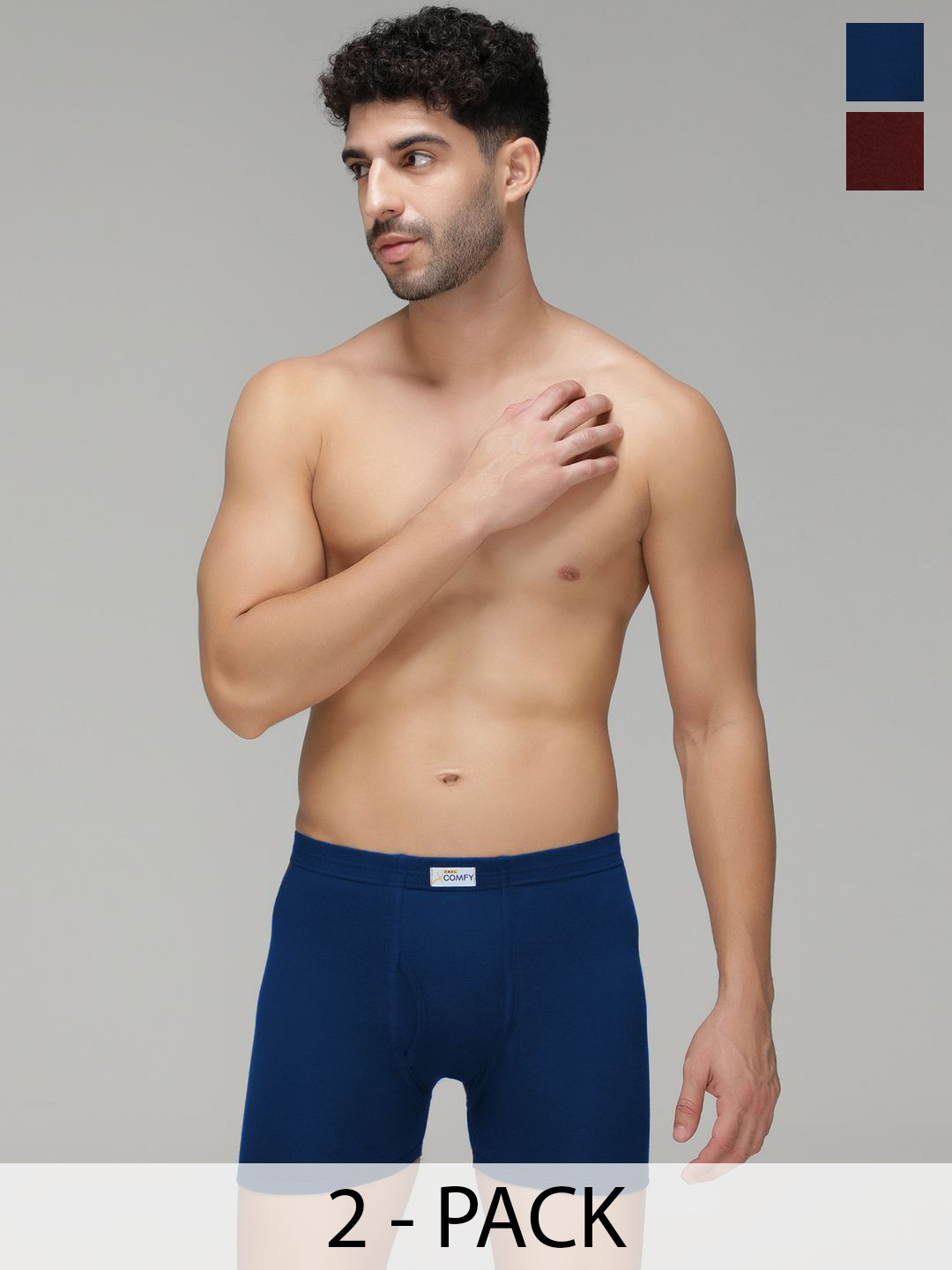 Amul Comfy Pack Of 2 Pure Cotton Long Trunks AC-FCTRIE-AF-MAR-S-2PC