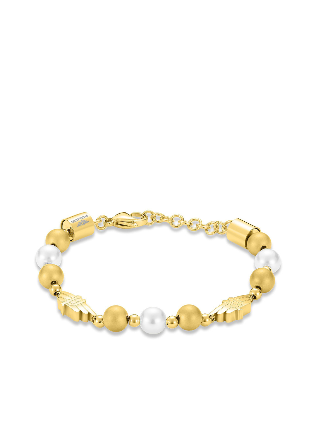 Police Men Gold-Plated Artificial Beaded Wraparound Bracelet