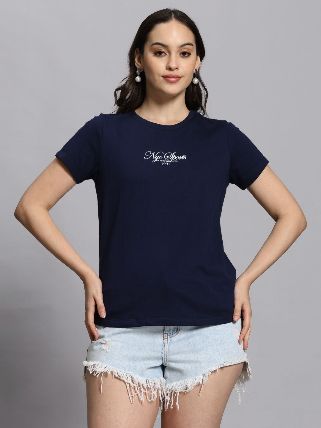 COLORCART Women Dry Fit Typography Printed Round Neck Cotton T-shirt