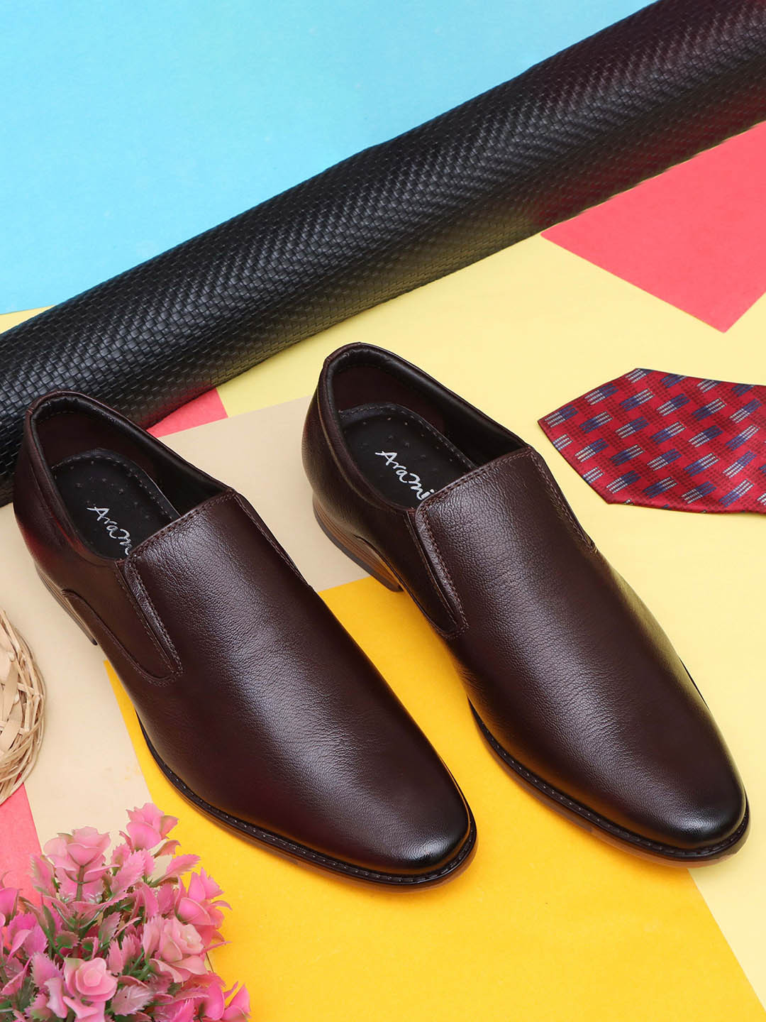 ARAMISH Men Leather Formal Slip-Ons