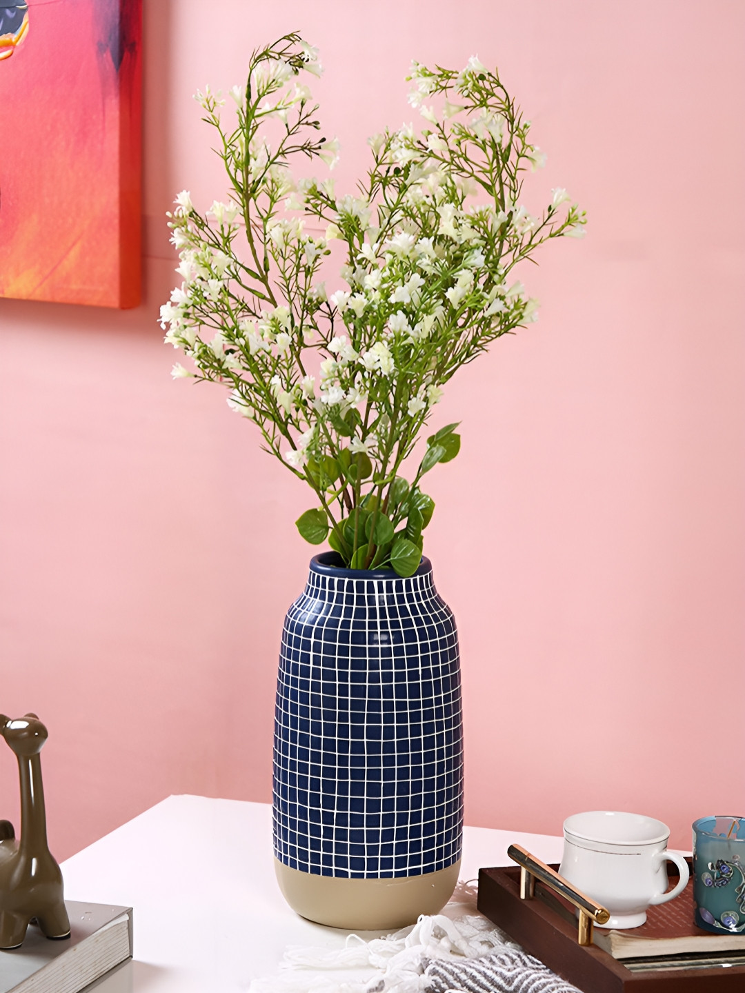 TAYHAA White & Green 2 Pieces Gypsophilia Babys Breath Stems Artificial Flower