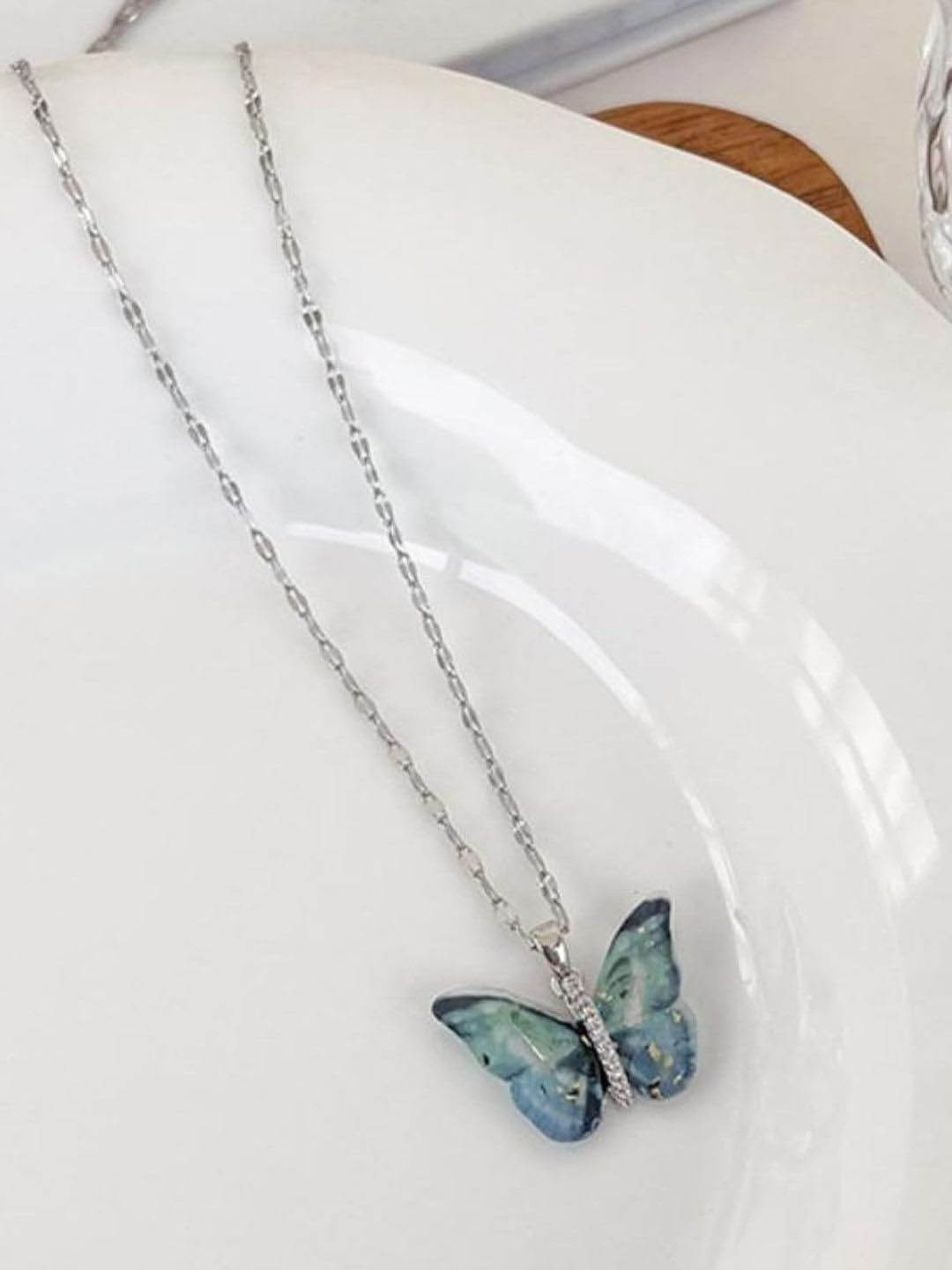 BEYTER Stainless Steel Elegant Butterfly Vibrant Winged Beauty Pendant With Chain