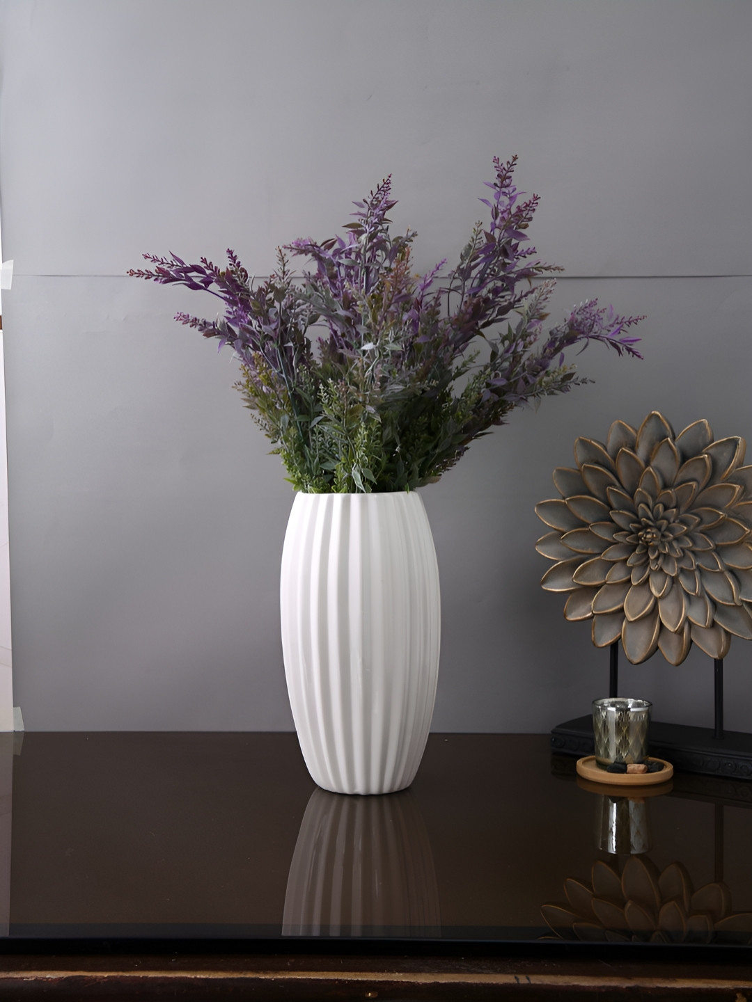 Myntra Elegant Homes Purple And Green 2 Pieces Fern Sprays Artificial Flowers