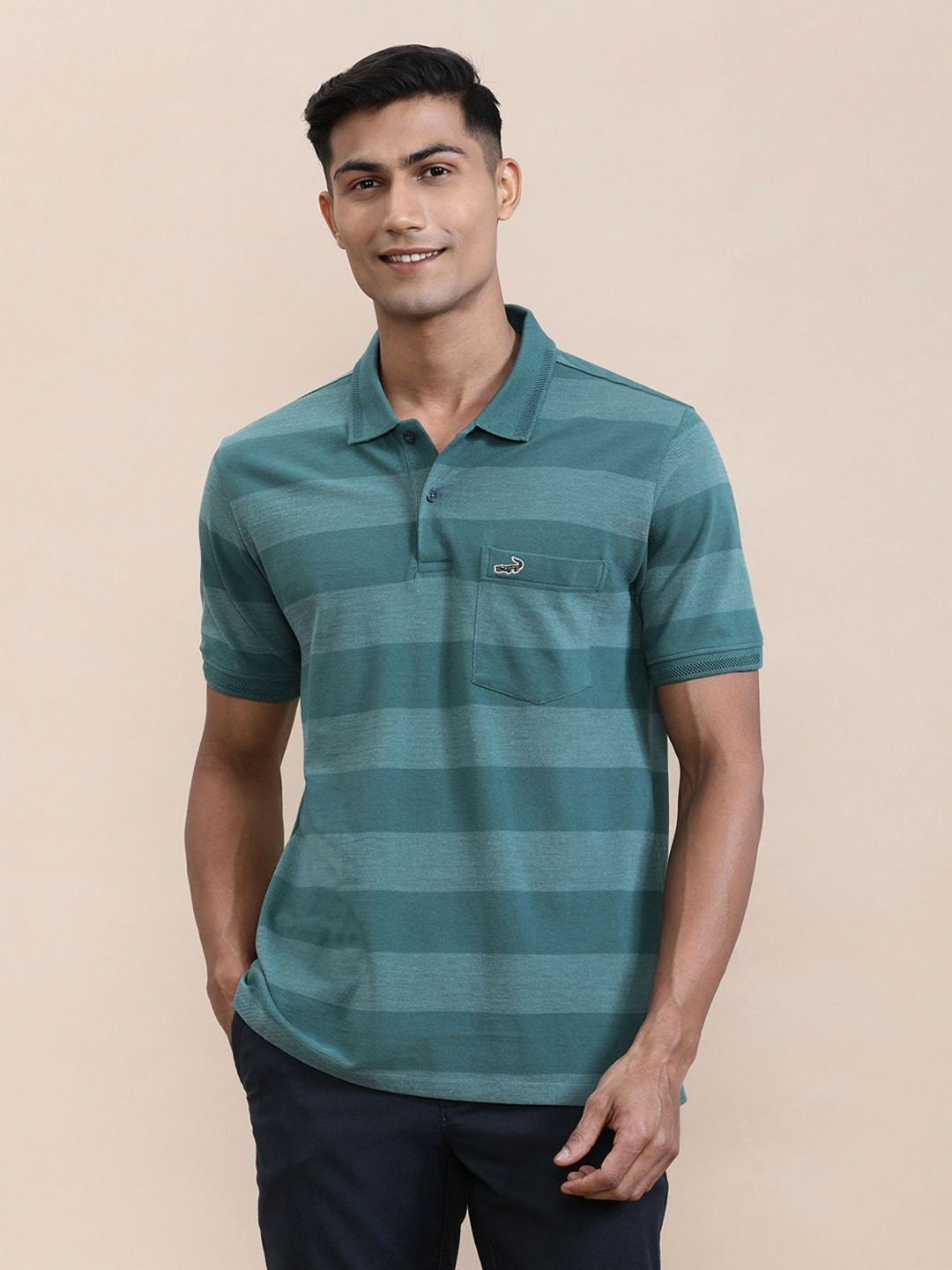 Crocodile Men Core Stripe Slim Fit Polo T-shirt