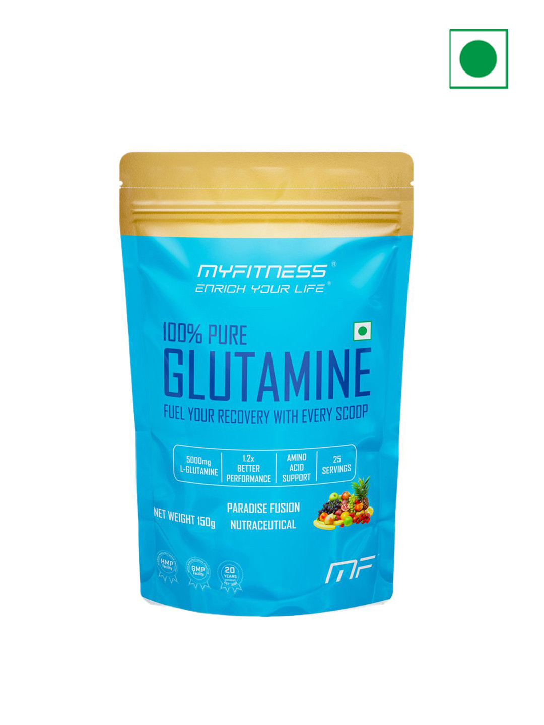 MYFITNESS 100% Pure Glutamine Powder Paradise Fusion 150g - 25 Servings
