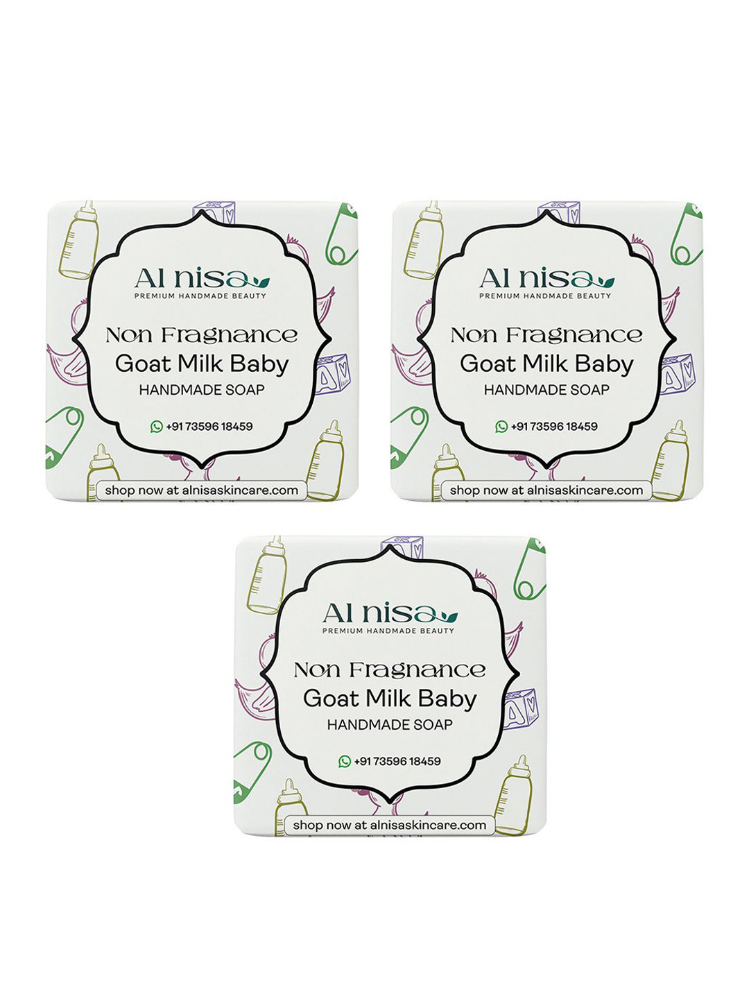 Al Nisa Set Of 3 Goat Milk Baby Handmade Soap- 100 g Each