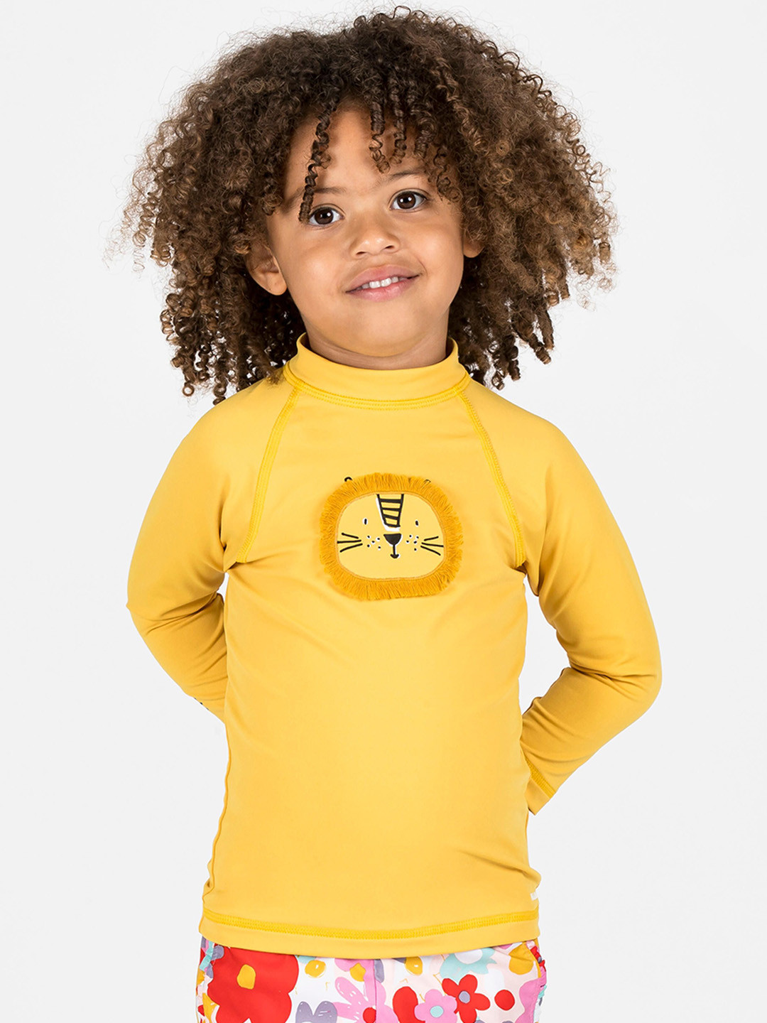 Decathlon  Infant Yellow Graphic Printed UV Protected Full-Sleeve Swim Tshirt