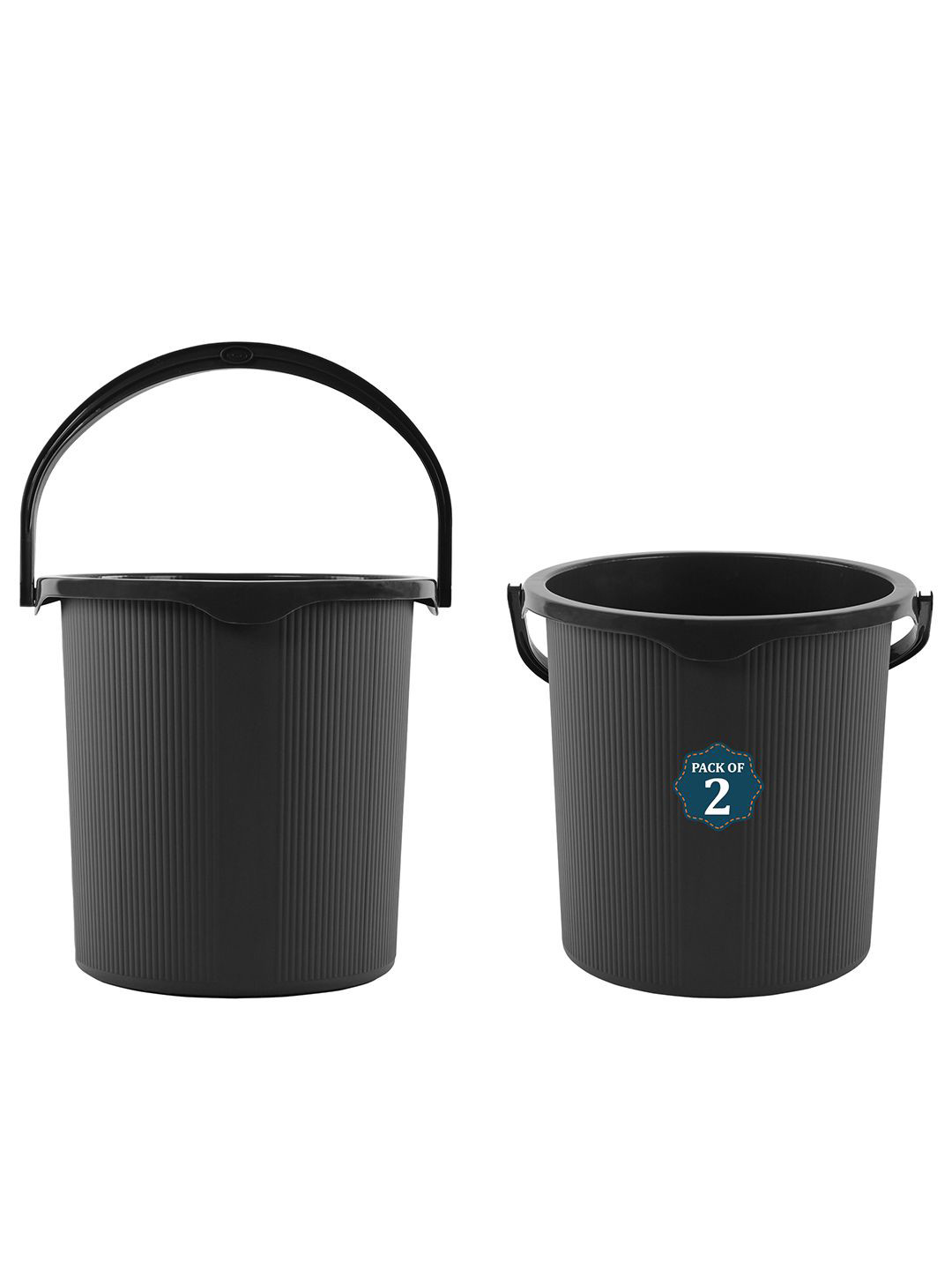 Kuber Industries Magnite Grey 2 Pieces Striped Bucket 25L