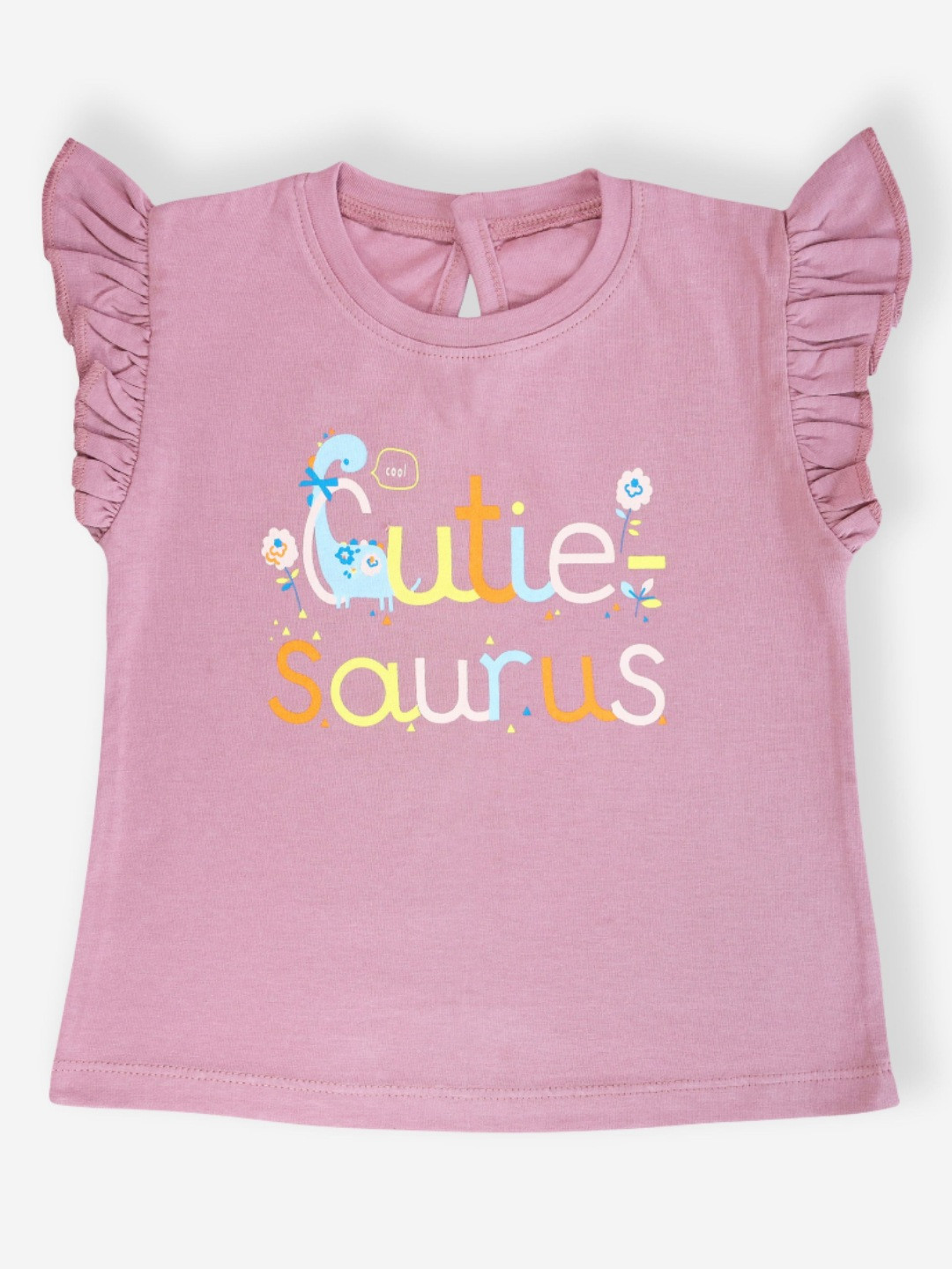 YUV Kids Typography 5 Printed Petal Sleeves T-shirt