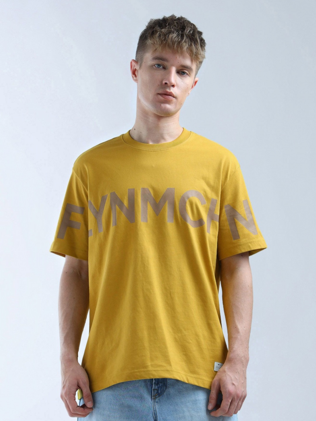 Flying Machine Men Typography Printed Round Neck Cotton Relaxed Fit T-shirt