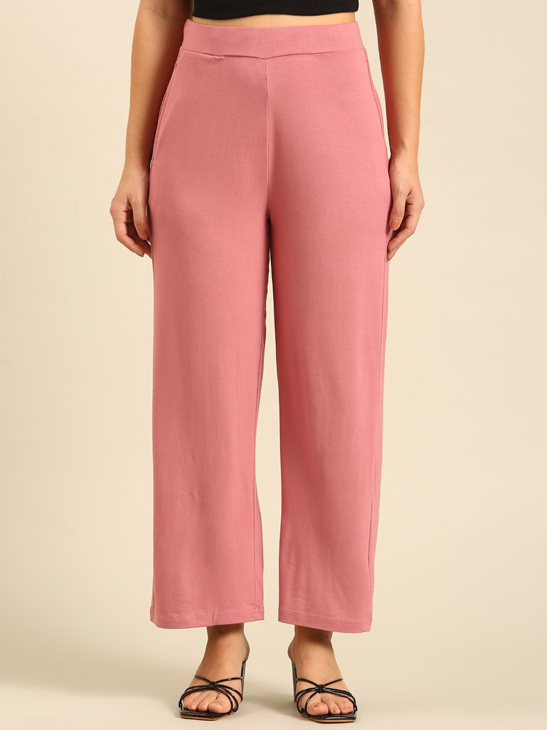 De Moza Women Knitted Viscose Strech Slim Fit Palazzo Pant with Functional Pocket