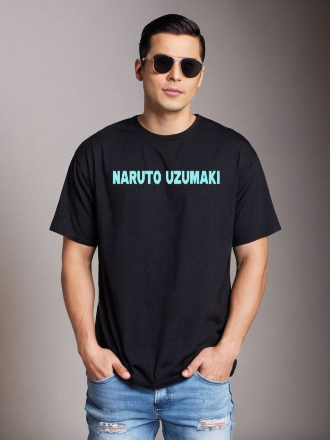 Be Crazy Men Naruto Graphic Printed Round Neck Cotton Relaxed Fit T-shirt