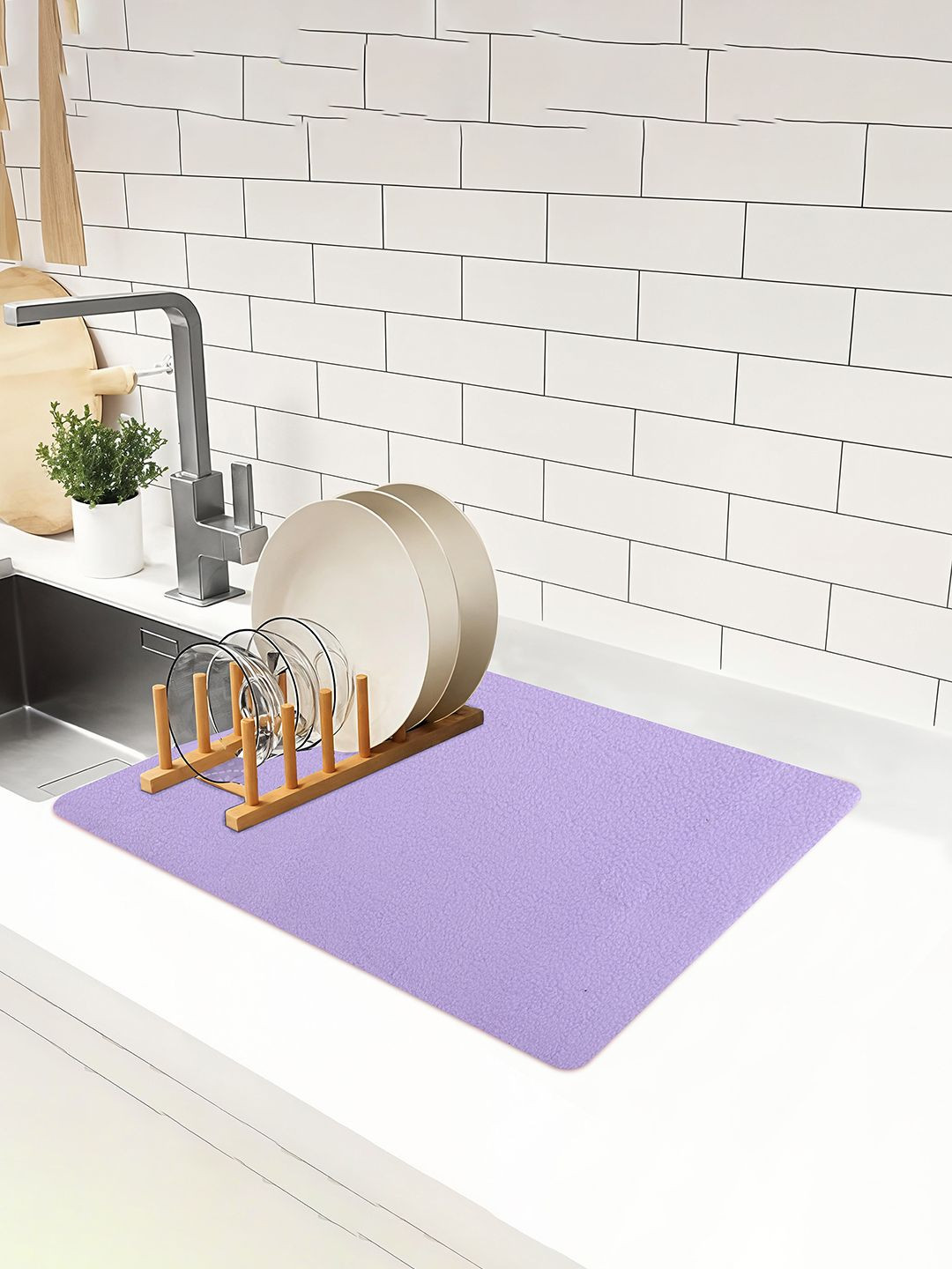 Kuber Industries Purple Non Slip Dish Drying Mat