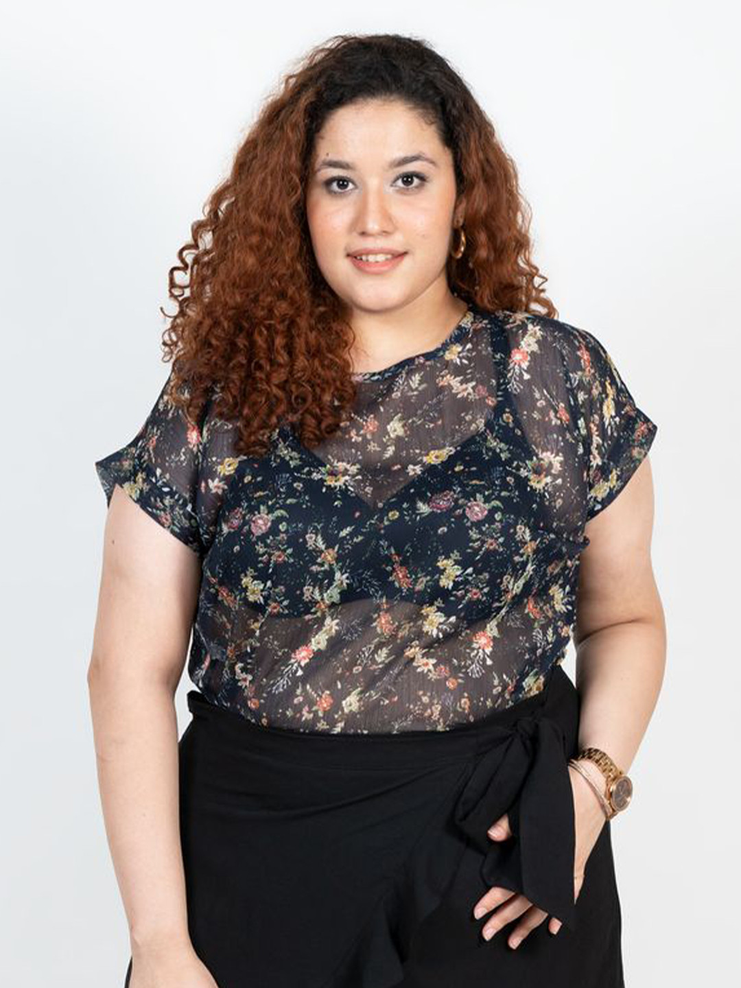 XOXO Cherry Women Floral Printed Sheer Top