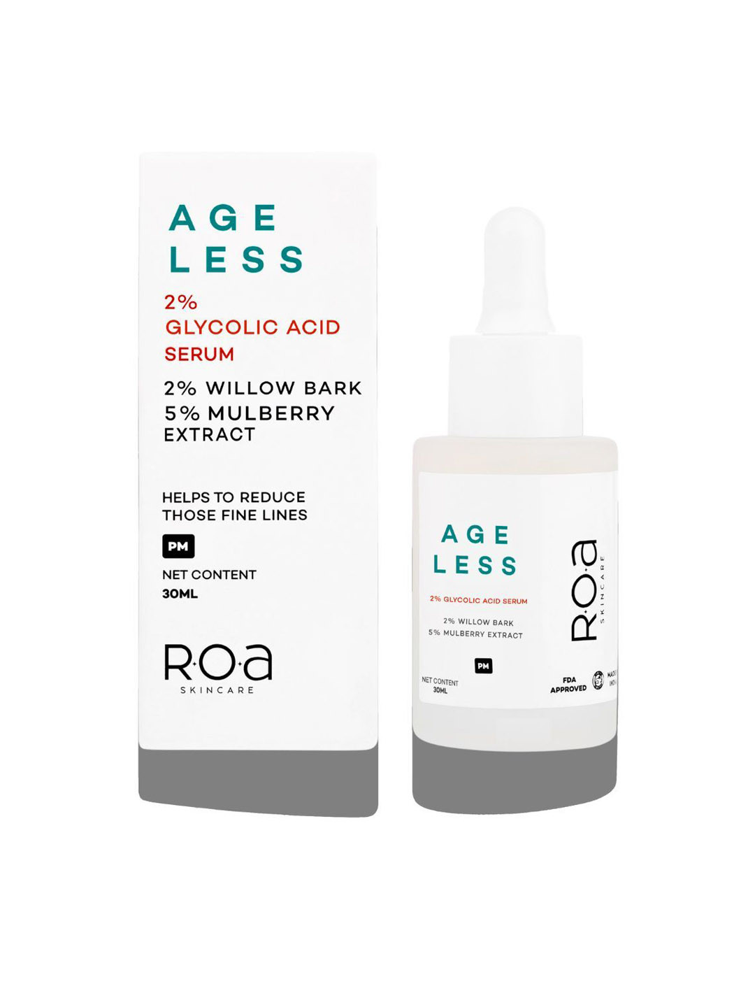 R.O.A Skincare Ageless 2% Glycolic Acid PM Face Serum - 30ml