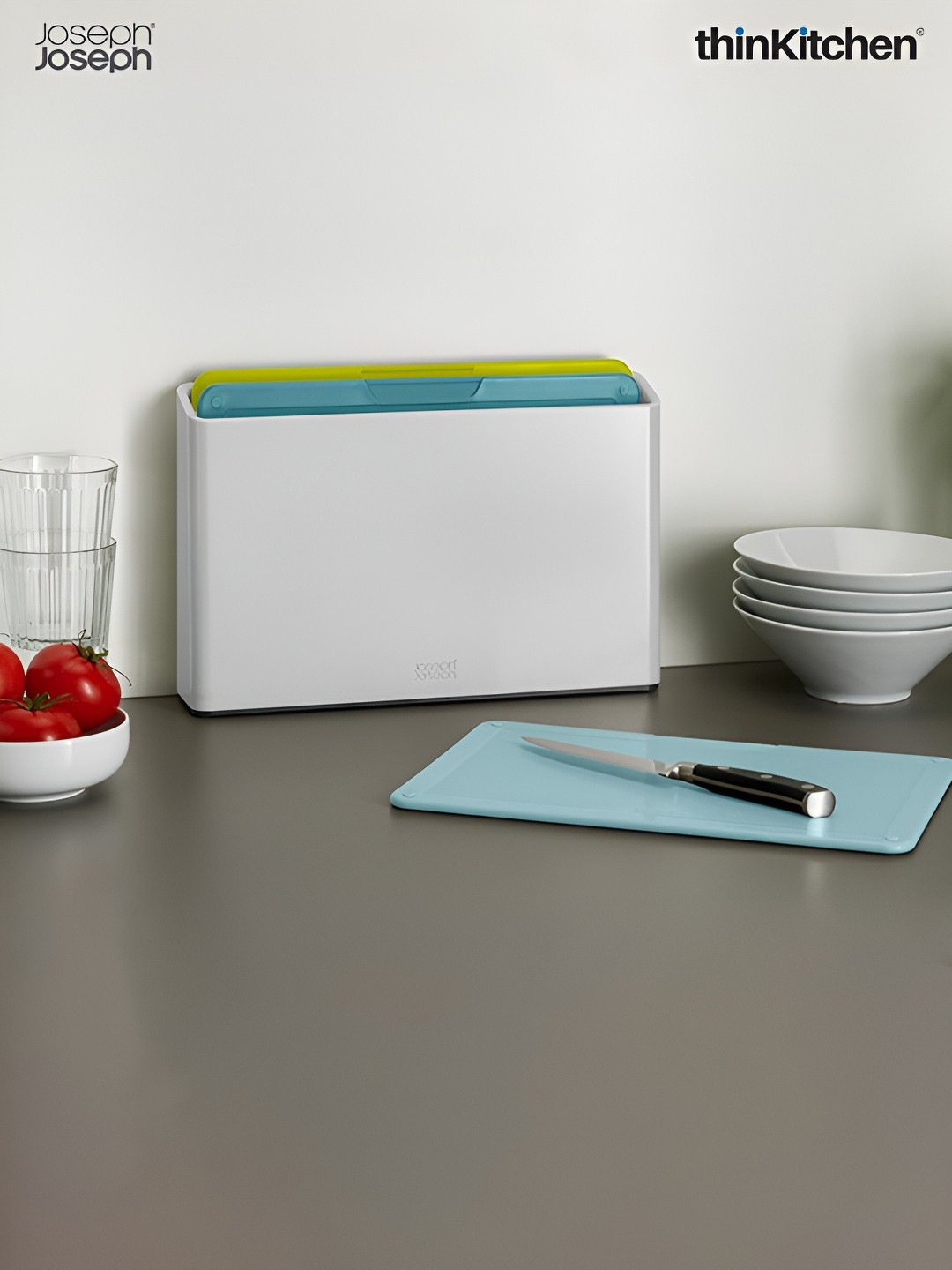 Joseph Joseph 3-Pcs Green & Blue Textured Chopping Board Set With Case