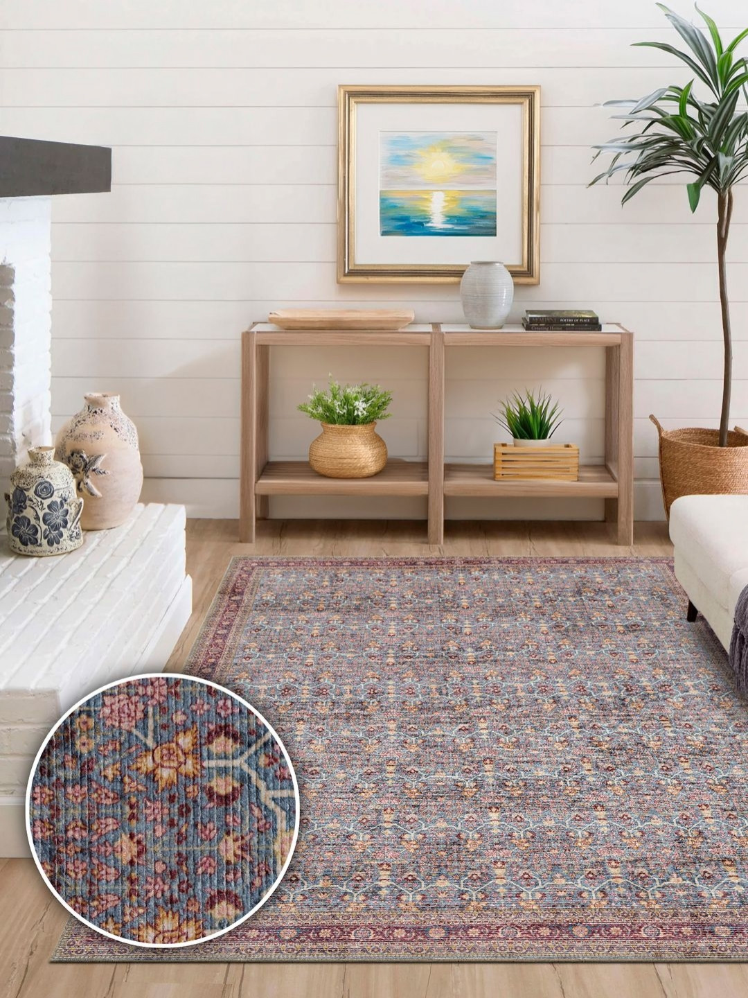 Kaleen India Grey Traditional Anti-Skid Polyester Carpet