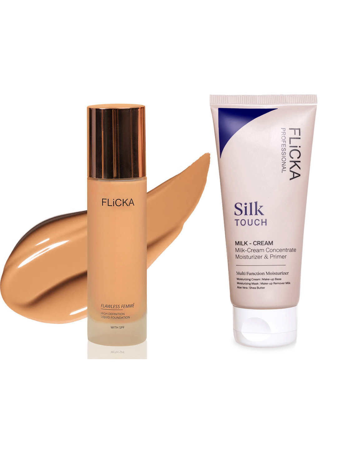 FLiCKA Set Of Liquid Foundation & Cream Primer - 30ml + 60g
