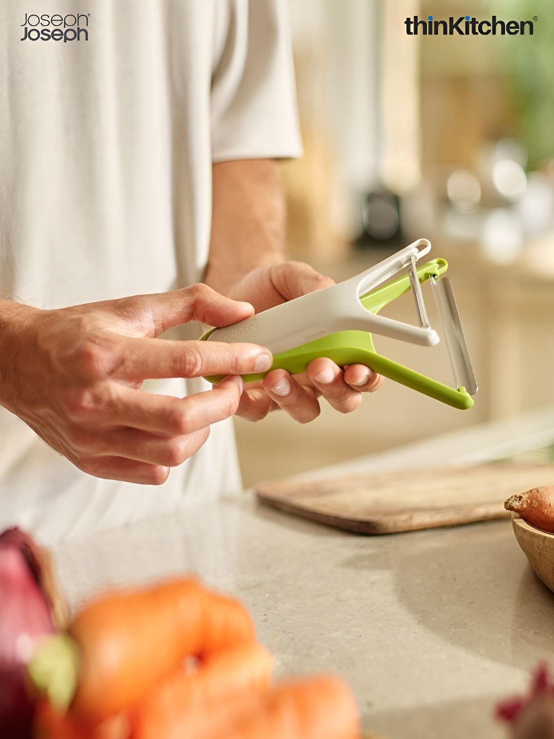 Joseph Joseph Set Of 2 White & Green Vegetable Peelers