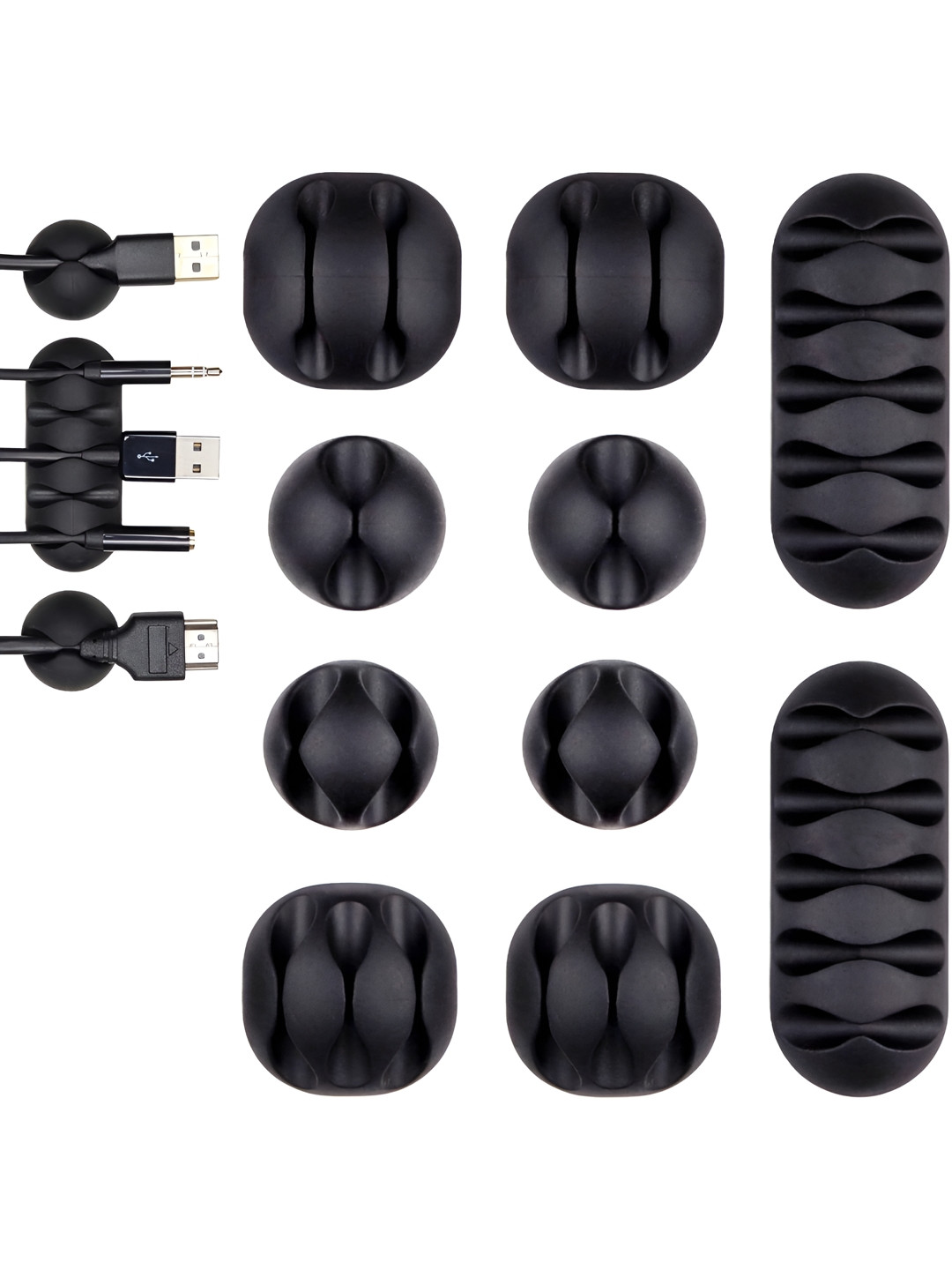 Baskety Black 10 Pieces Wire Organizer Cable Clips