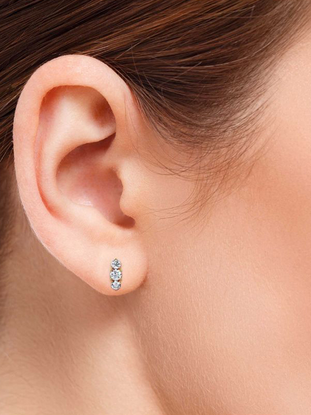 Emori Three Stone Lab Diamond Earring in 18KT Gold