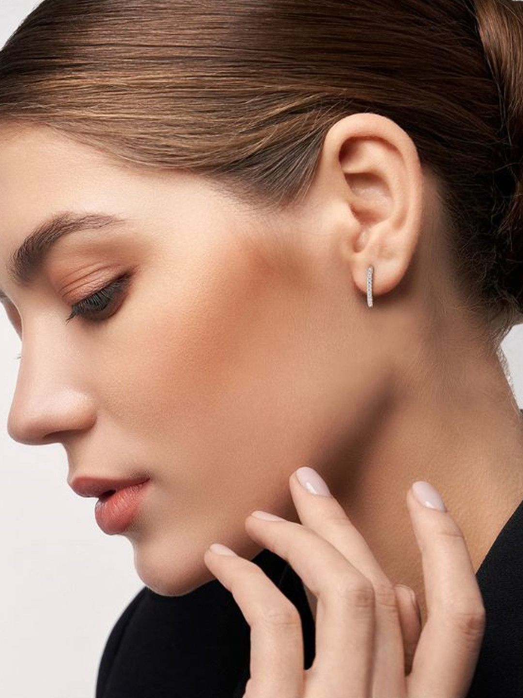 Emori Semi Round Hoops Lab Diamond in 14KT Gold Earring