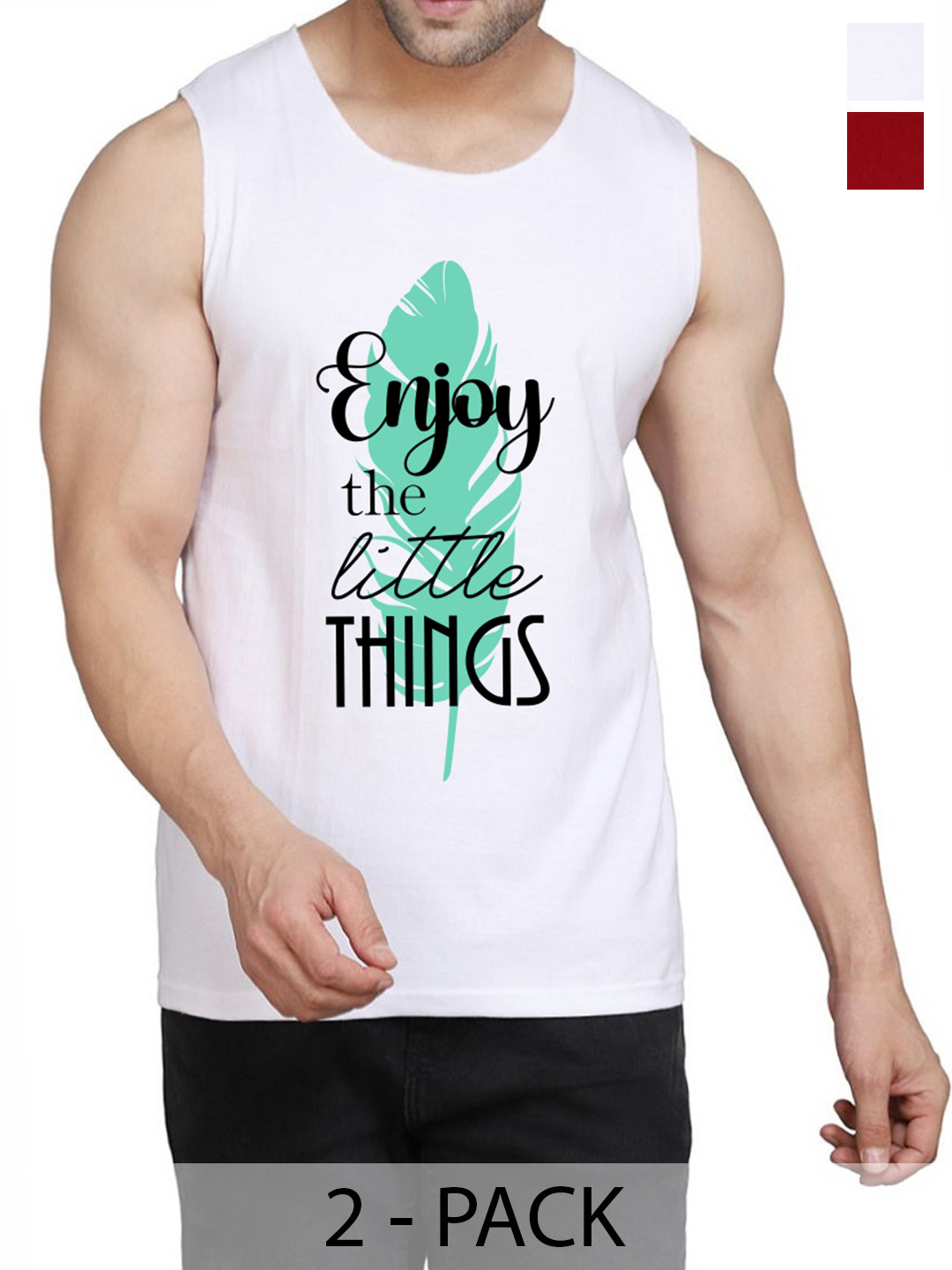 WOOSTRO Pack Of 2 Cotton Printed Gym Vests
