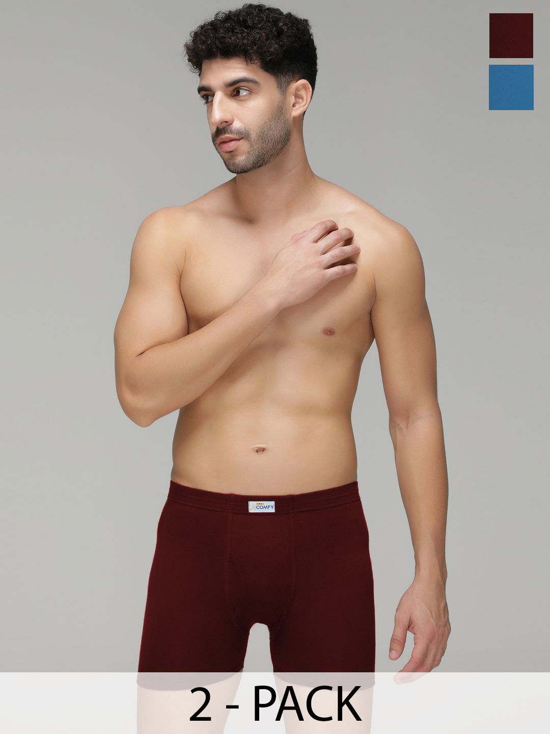 Amul Comfy Pack Of 2 Pure Cotton Long Trunks AC-FCTRIE-SB-MAR-4XL-2PC