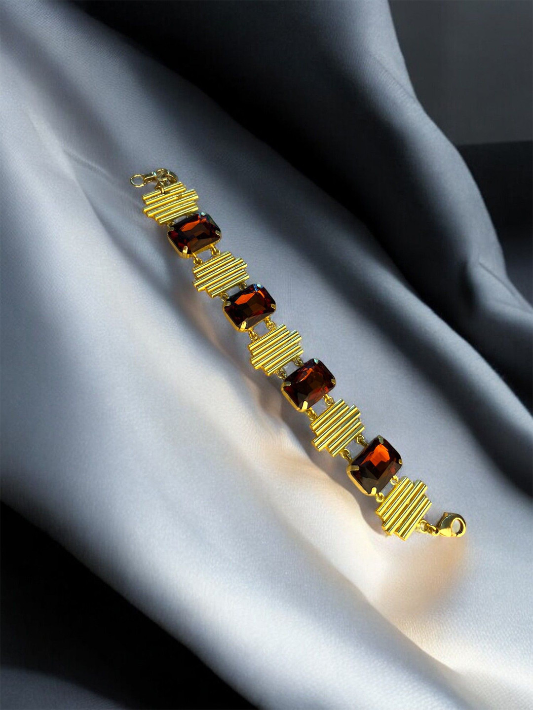 VOGUE BY RITU Gold-Plated Artificial Stone Studded Ember Luxe Wraparound Bracelet