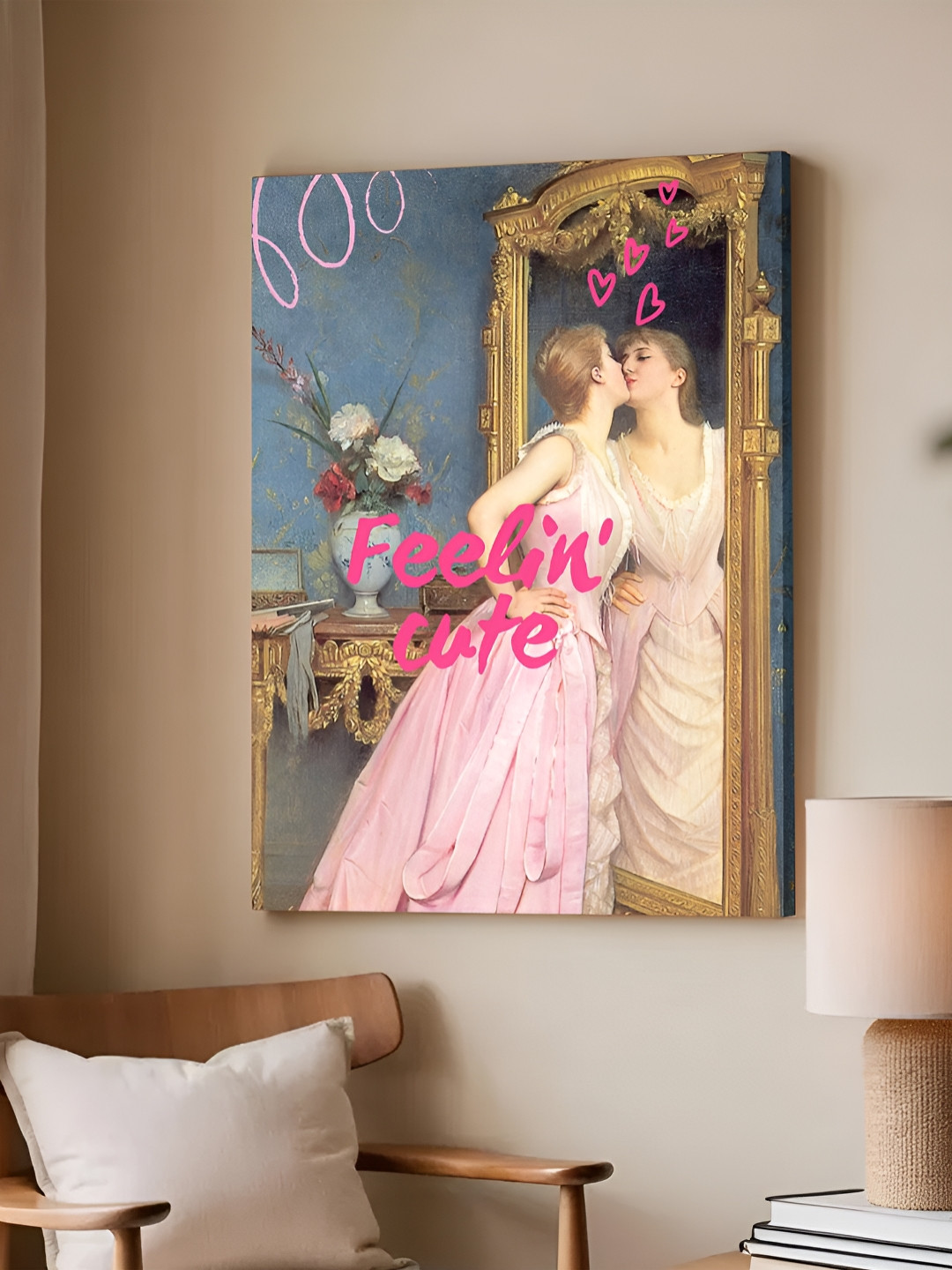 Art Street Feminist Altered Stretch Pink And Blue Millennials Canvas Wall Art