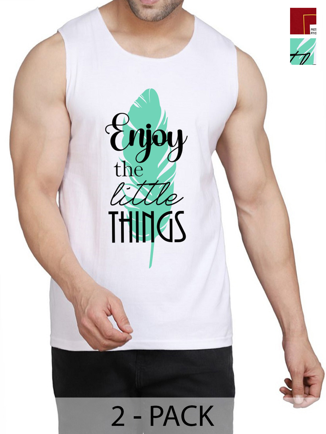 WOOSTRO Pack Of 2 Cotton Printed Gym Vests