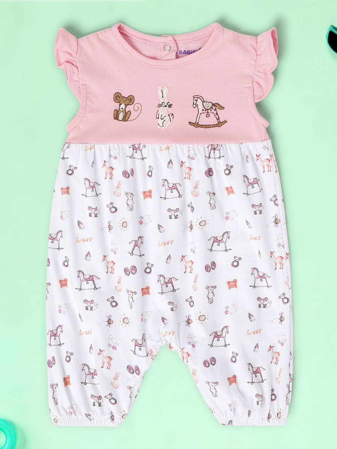 Babies R Us Infant Girls Printed Cotton Romper