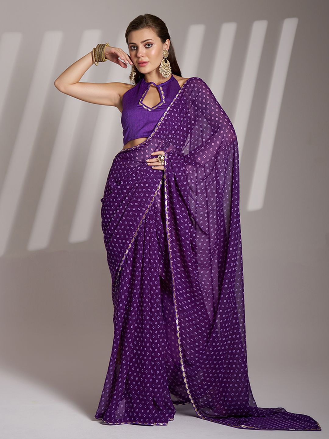 Kalista Bandhani Embroidered Pure Georgette Saree - Sarees for Women 32781696 | Myntra