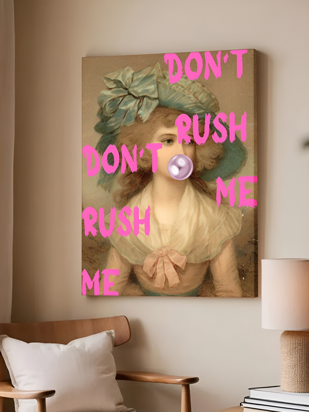 Art Street Feminist Altered Stretch Pink And Beige Millennials Canvas Wall Art