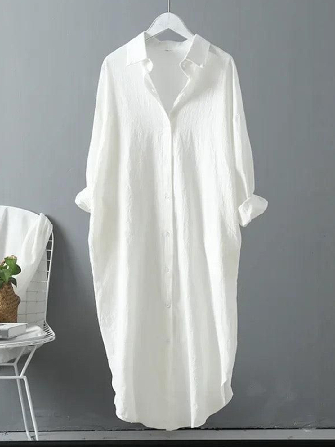 Miss Mosa By Akanksha  White Lumia Luxe Cotton Long Shirt/ Dress