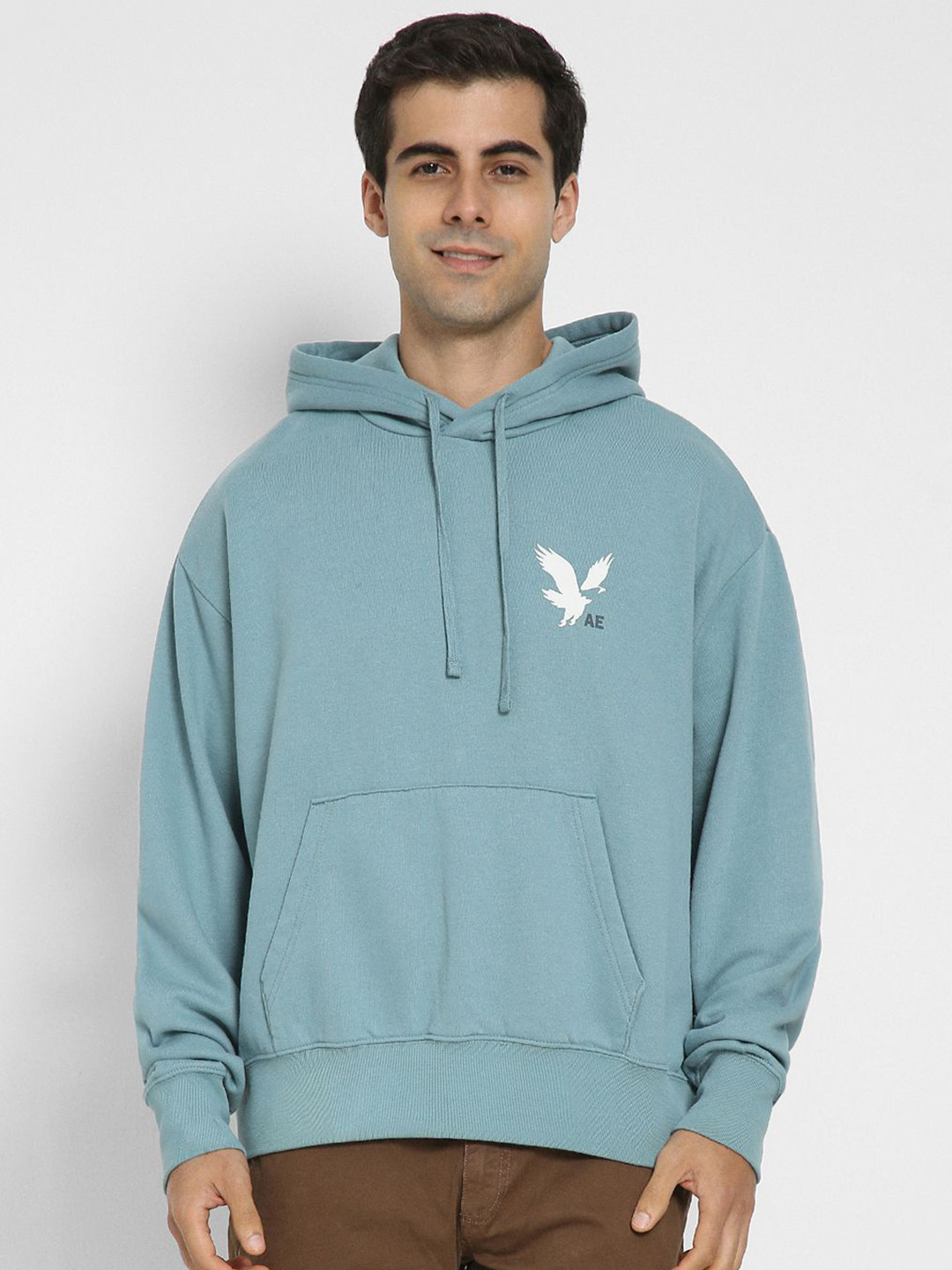 AMERICAN EAGLE OUTFITTERS Men Logo Printed Hooded Pullover Oversized Sweatshirt