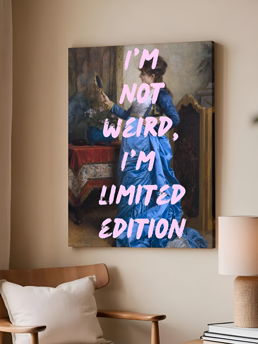Art Street Feminist Altered Stretch Pink And Blue Millennials Canvas Wall Art