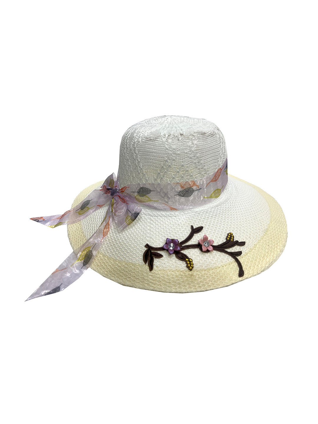 Infispace Women White Embroidered Fedora Hat