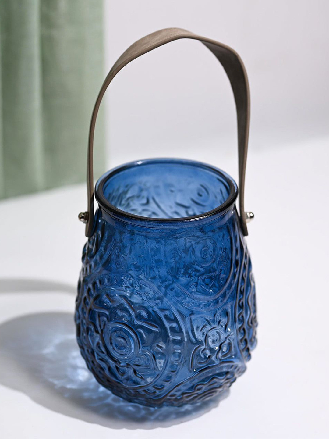 MARKET99 Purple & Brown Textured Cylindrical Glass T-Light Candle Holder