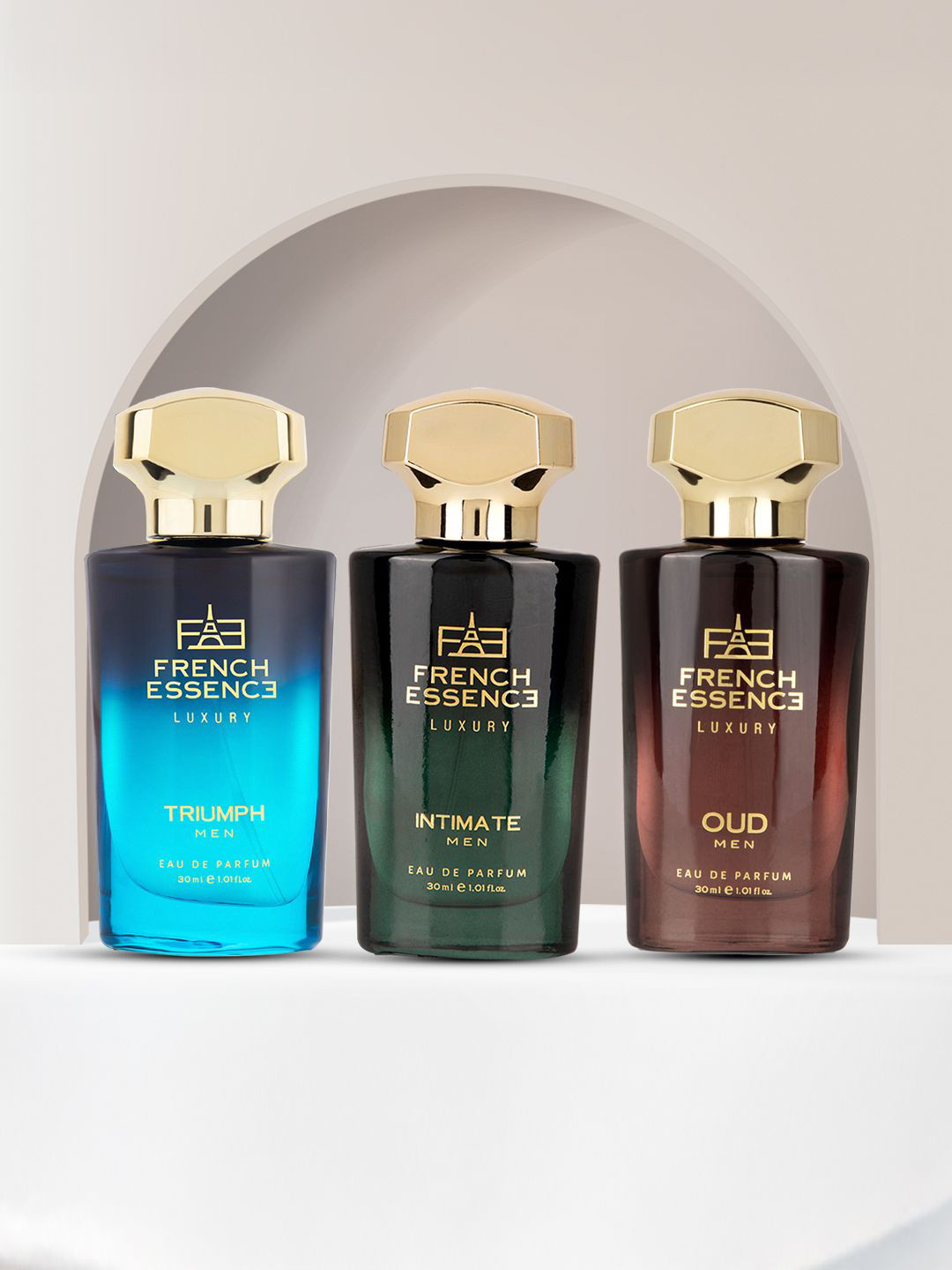 FRENCH ESSENCE Men Set Of 3 Oud And Intimate & Triumph Long Lasting EDP - 30 ml Each