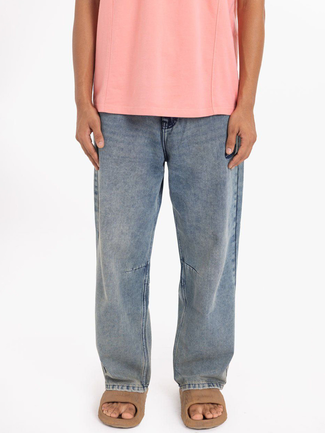 Urban Monkey Unisex Rich Kid Comfort Denim Baggy Light Fade Jeans