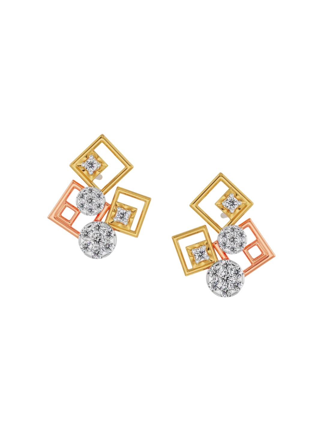 Emori Geometrical Lab Diamond in 14KT Gold Earring