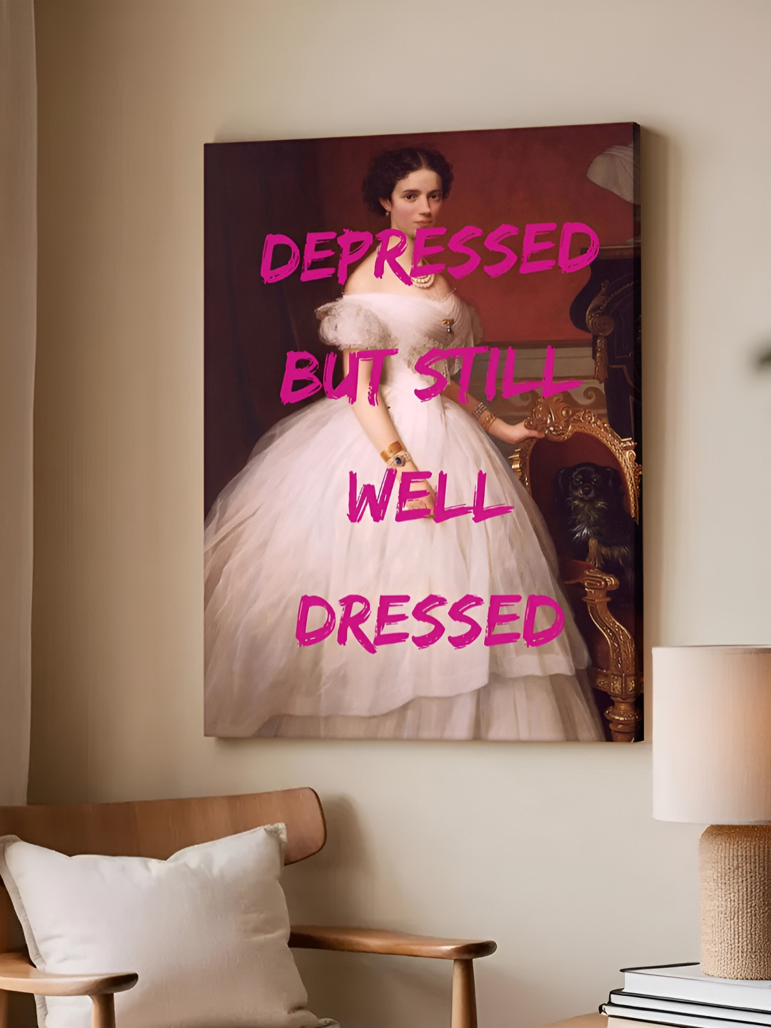 Art Street Feminist Altered Stretch Pink And White Millennials Canvas Wall Art