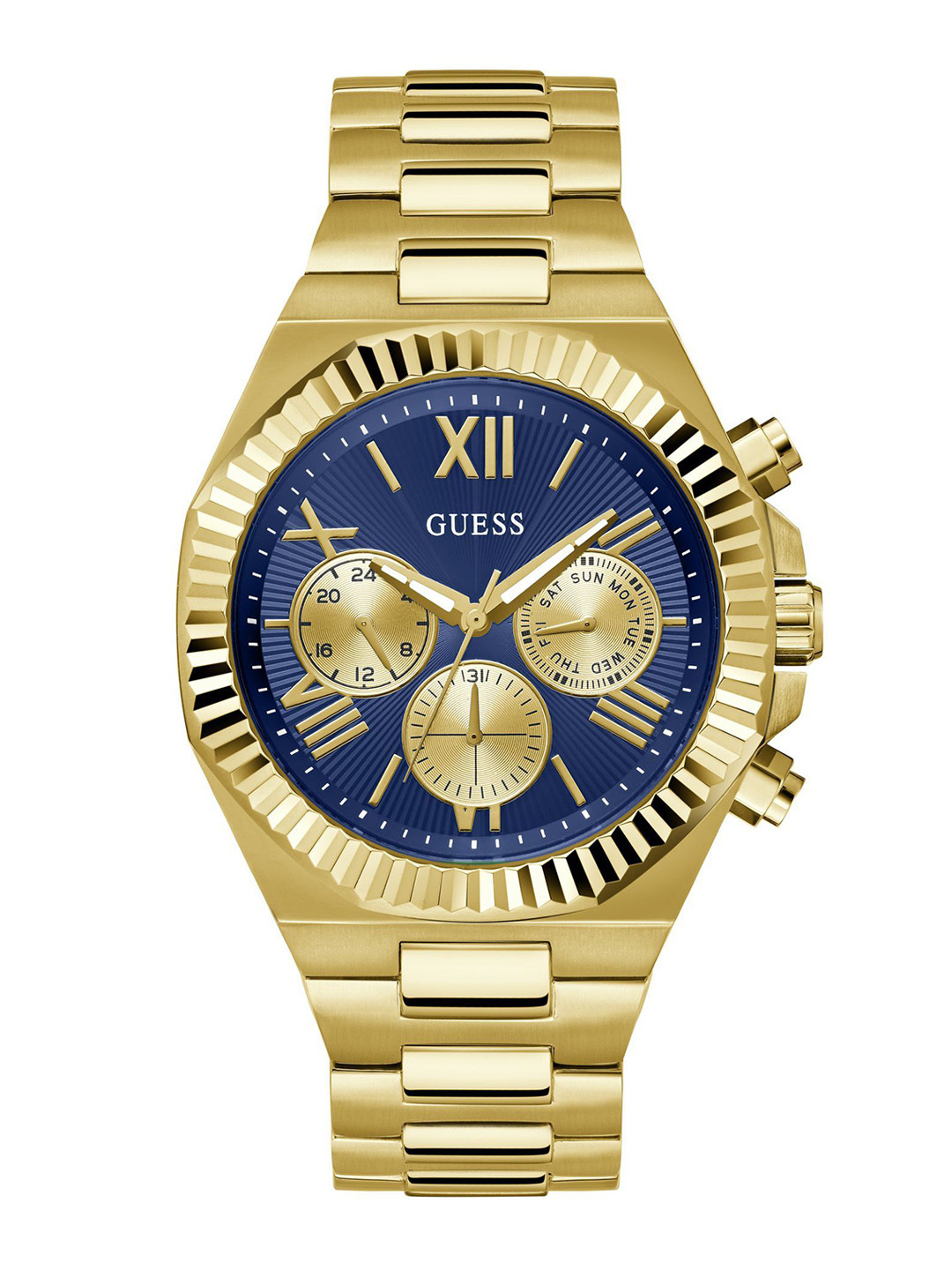 GUESS Men Printed Dial & Stainless Steel Bracelet Style Straps Analogue Watch GW0703G6
