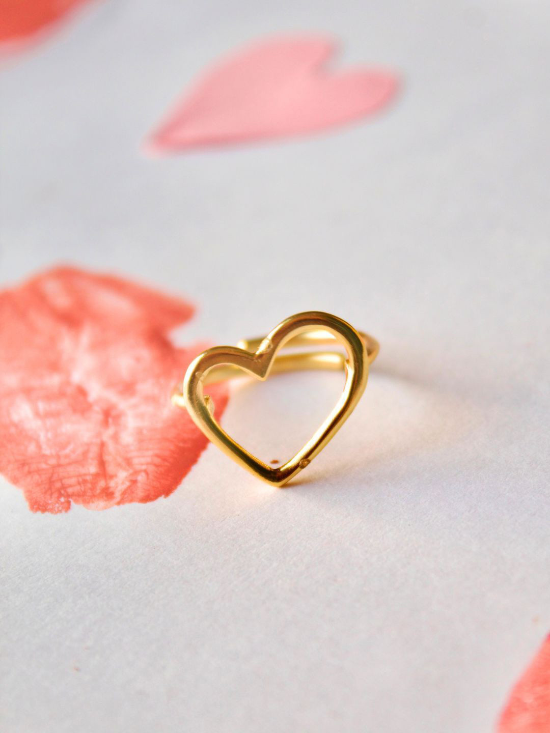 The Ethereal Store 18k Gold Plated Adjustable Heart Finger Ring