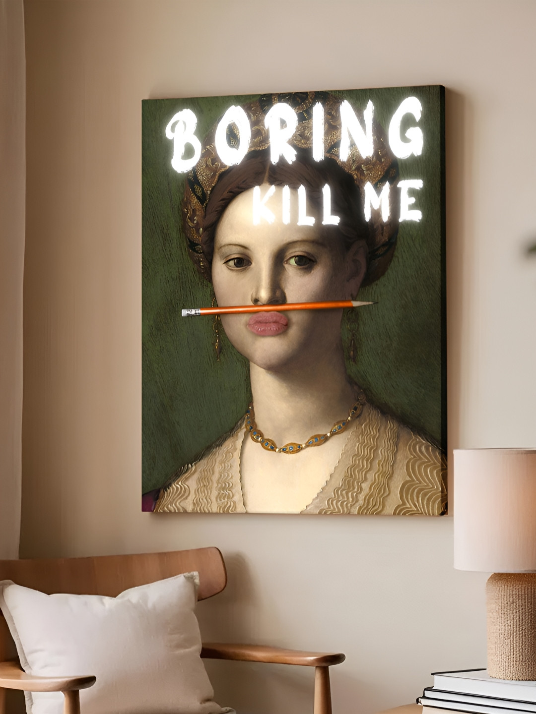 Art Street Gold-Toned & White Feminist Millennials Canvas Wall Art