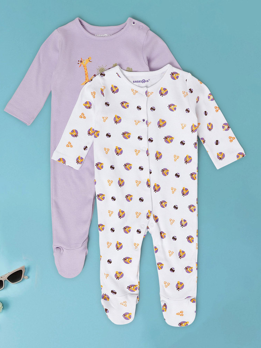 Babies R Us Girls Pack of 2 Printed Sleepsuit