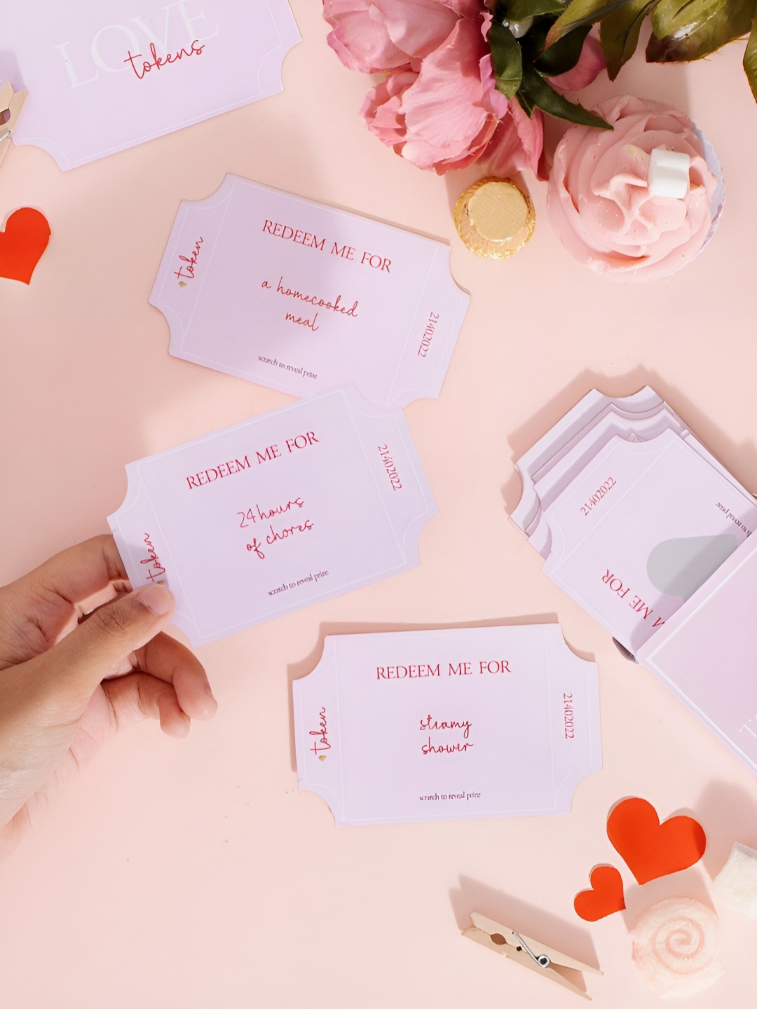 Confetti Gifts White & Red Printed Love Tokens Cards Gift Stamps Stationery